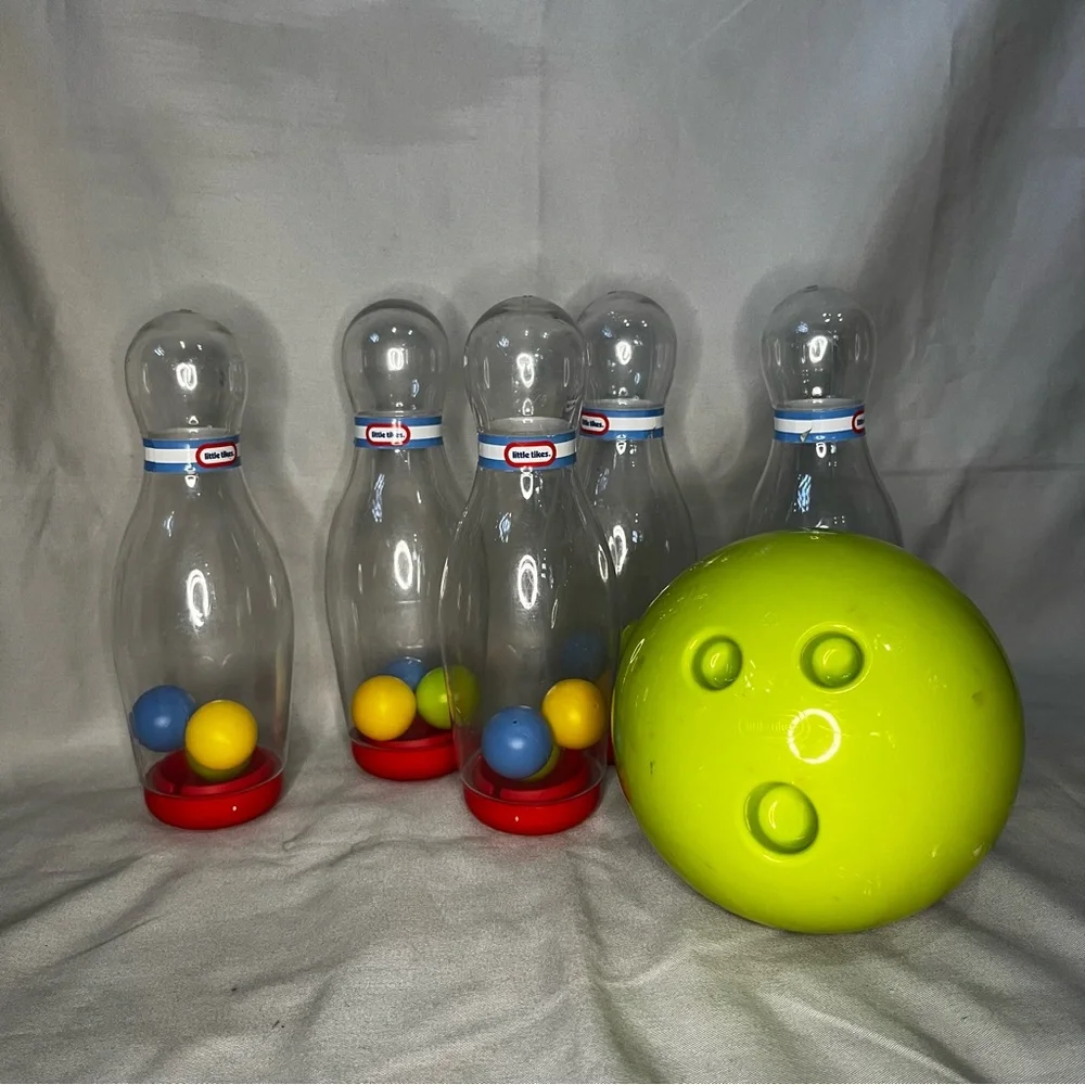 Little Tikes Tot Sports Green Bowling Set 1 Ball 5 Pins Set Toddler Kids VINTAGE